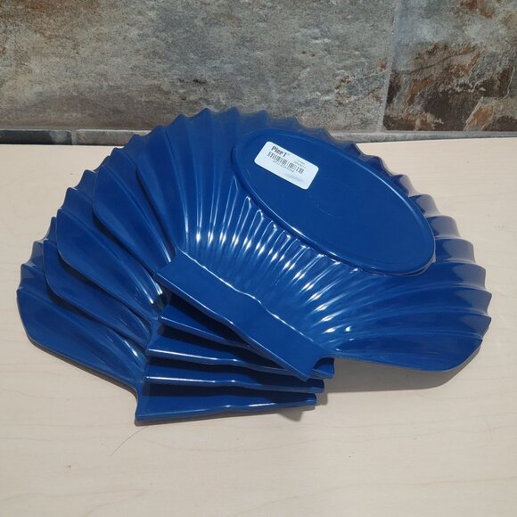 Pier 1 Scalloped Shell Shaped Blue Salad Plates Set of 5 - Picture 3 of 10
